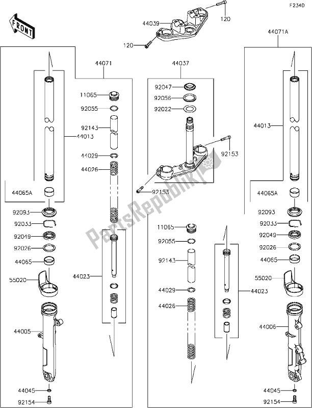 All parts for the 48 Front Fork of the Kawasaki Z 400 2019