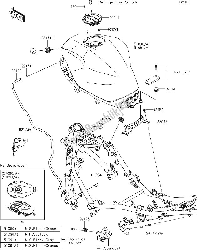 All parts for the 49 Fuel Tank of the Kawasaki Z 400 2019