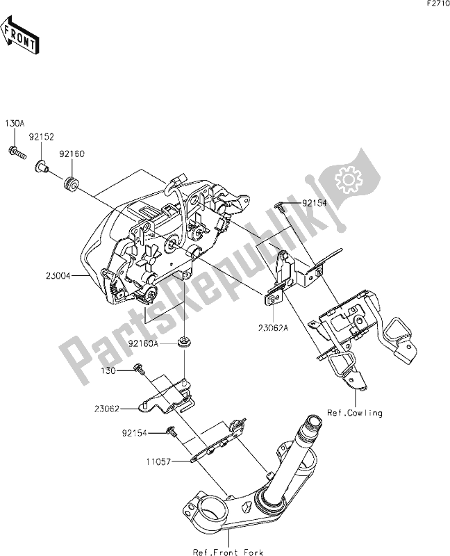 All parts for the 54 Headlight(s) of the Kawasaki Z 400 2019