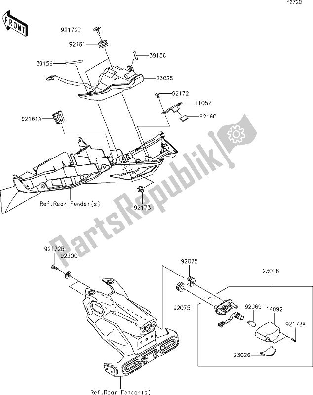 All parts for the 55 Taillight(s) of the Kawasaki Z 400 2019