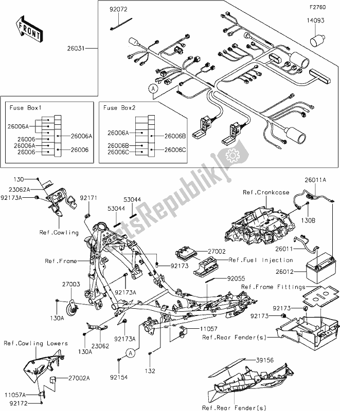 All parts for the 57 Chassis Electrical Equipment of the Kawasaki Z 400 2019