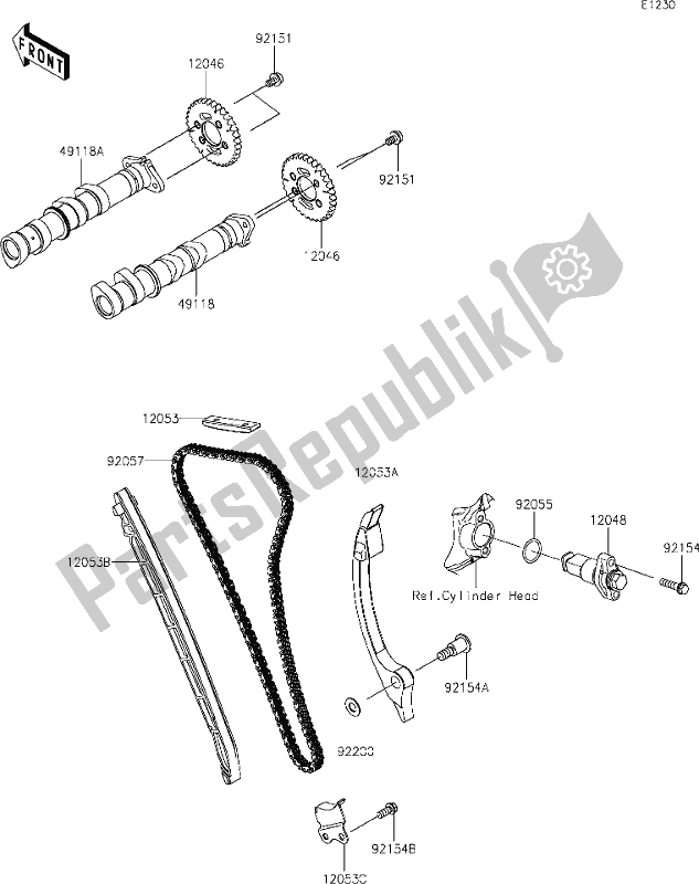 Wszystkie części do 7 Camshaft(s)/tensioner Kawasaki Z 400 2019