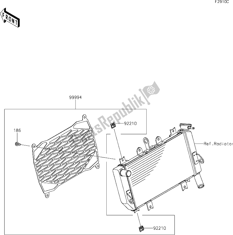 All parts for the 70 Accessory(radiator Screen) of the Kawasaki Z 400 2019