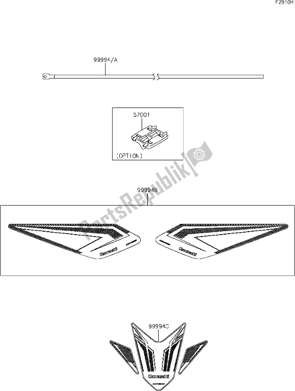Tutte le parti per il 75 Accessory(decals) del Kawasaki Z 400 2019