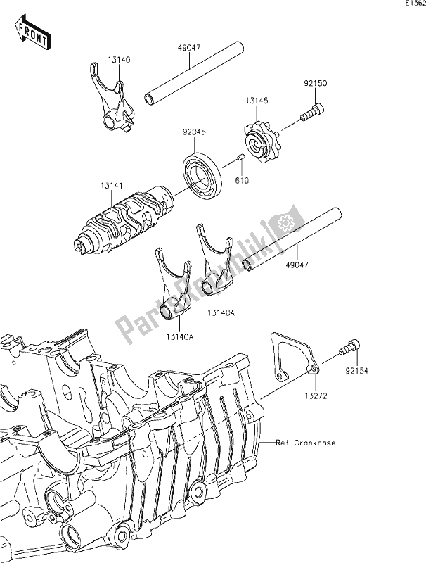 All parts for the 12 Gear Change Drum/shift Fork(s) of the Kawasaki Z 400 2020