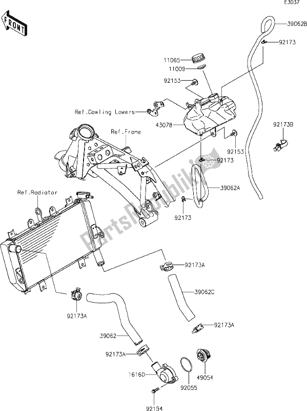 All parts for the 28 Water Pipe of the Kawasaki Z 400 2020