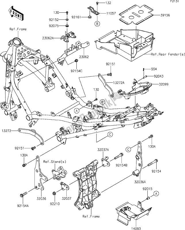 All parts for the 31 Frame Fittings of the Kawasaki Z 400 2020