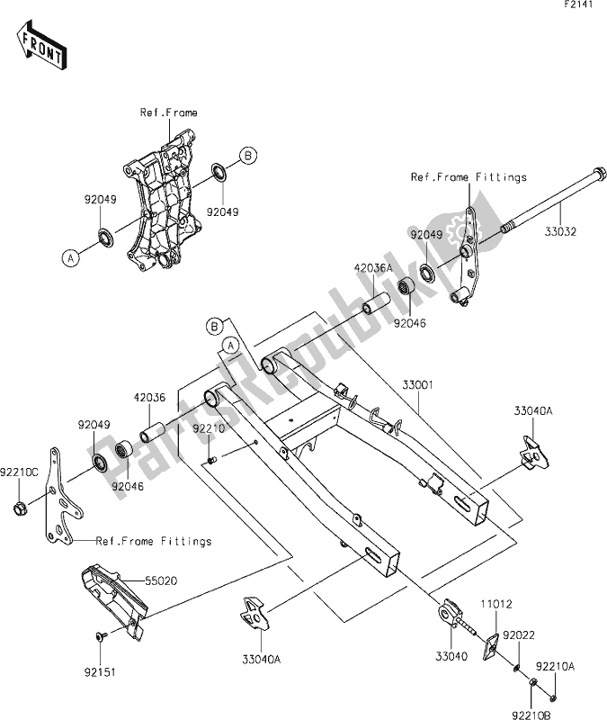 All parts for the 32 Swingarm of the Kawasaki Z 400 2020