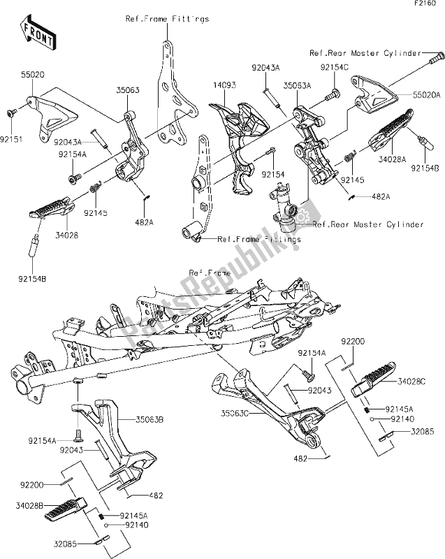 All parts for the 34 Footrests of the Kawasaki Z 400 2020