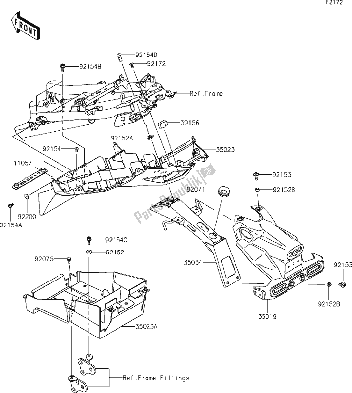 All parts for the 36 Rear Fender(s) of the Kawasaki Z 400 2020