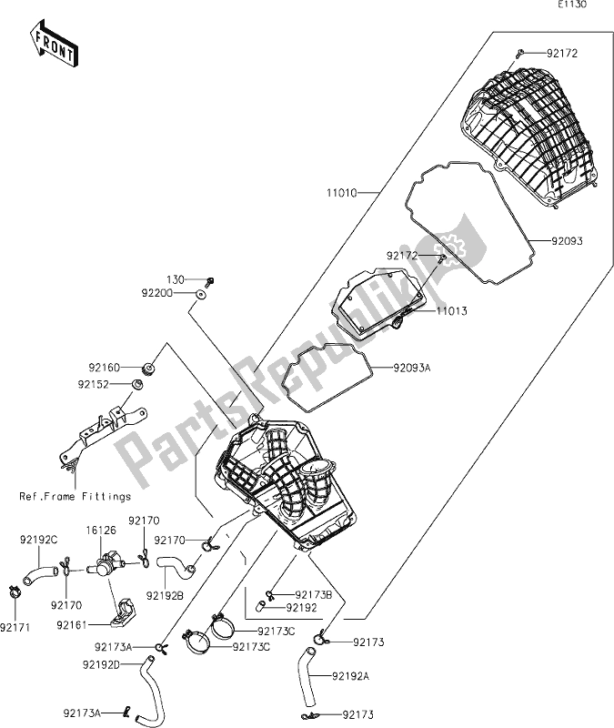 All parts for the 4 Air Cleaner of the Kawasaki Z 400 2020