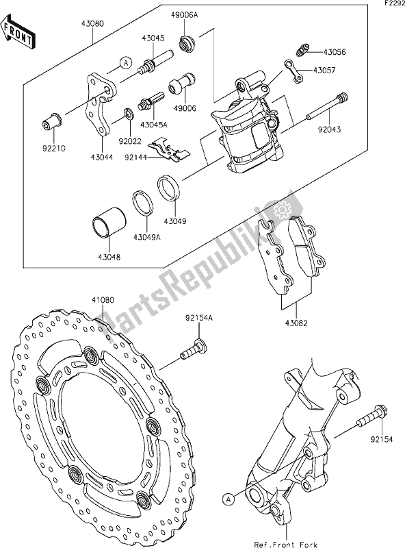 All parts for the 44 Front Brake of the Kawasaki Z 400 2020