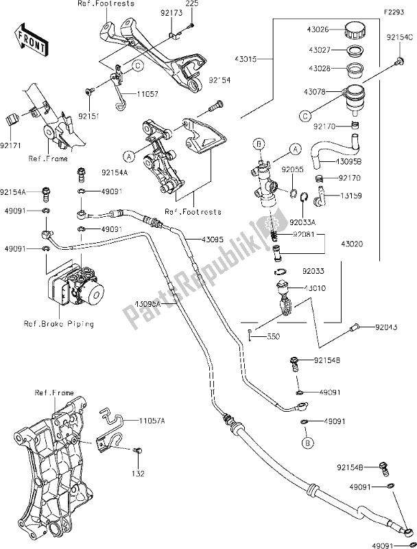 All parts for the 45 Rear Master Cylinder of the Kawasaki Z 400 2020