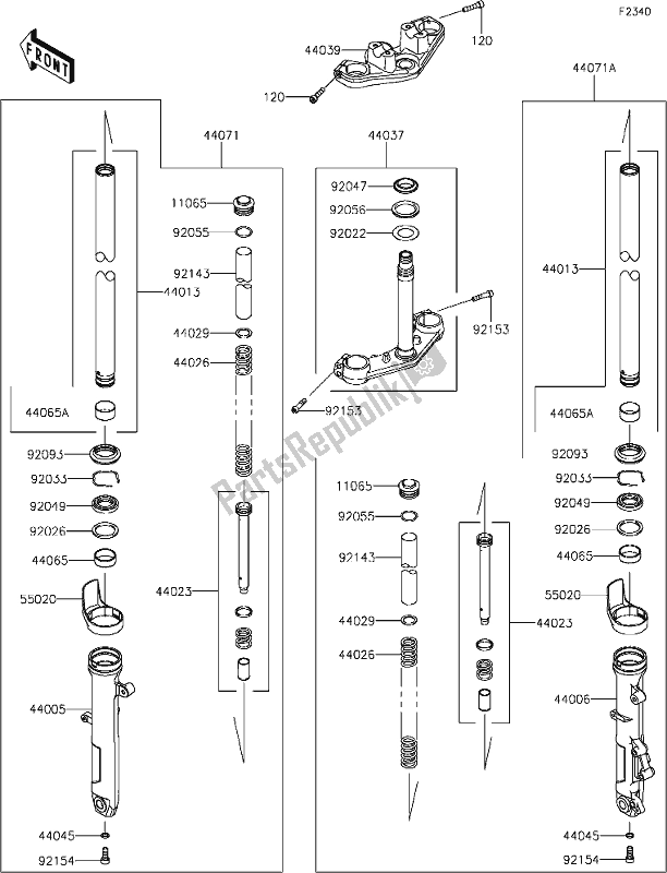Alle onderdelen voor de 48 Front Fork van de Kawasaki Z 400 2020