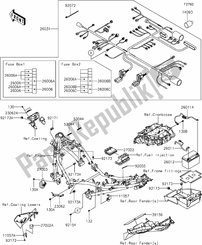 All parts for the 57 Chassis Electrical Equipment of the Kawasaki Z 400 2020
