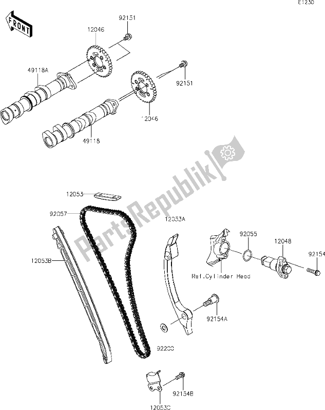 All parts for the 7 Camshaft(s)/tensioner of the Kawasaki Z 400 2020