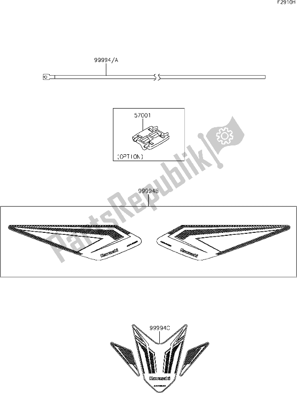 All parts for the 75 Accessory(decals) of the Kawasaki Z 400 2020