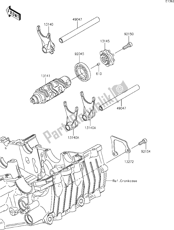 Toutes les pièces pour le 12 Gear Change Drum/shift Fork(s) du Kawasaki Z 400 2021
