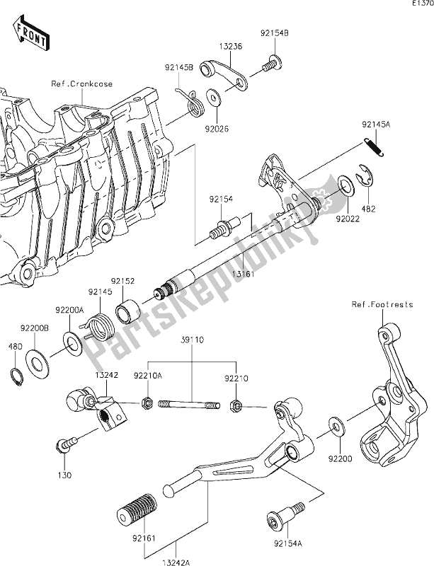 Toutes les pièces pour le 13 Gear Change Mechanism du Kawasaki Z 400 2021