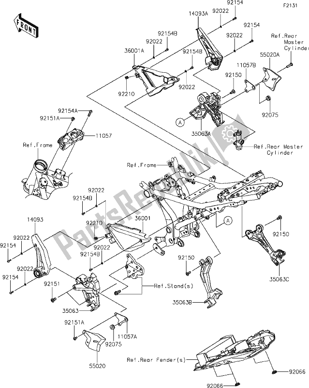 Alle onderdelen voor de 30 Frame Fittings van de Kawasaki Z 650 2020