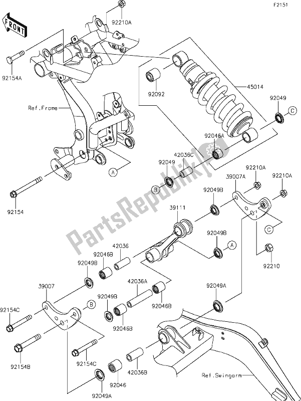 All parts for the 32 Suspension/shock Absorber of the Kawasaki Z 650 2020