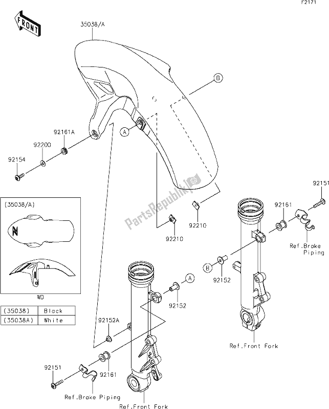 Tutte le parti per il 34 Front Fender(s) del Kawasaki Z 650 2020