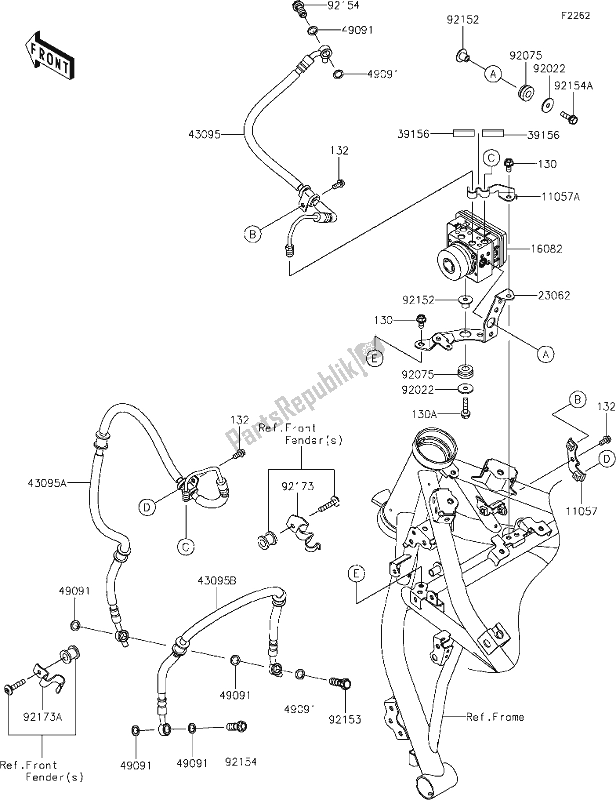 Alle onderdelen voor de 41 Brake Piping van de Kawasaki Z 650 2020