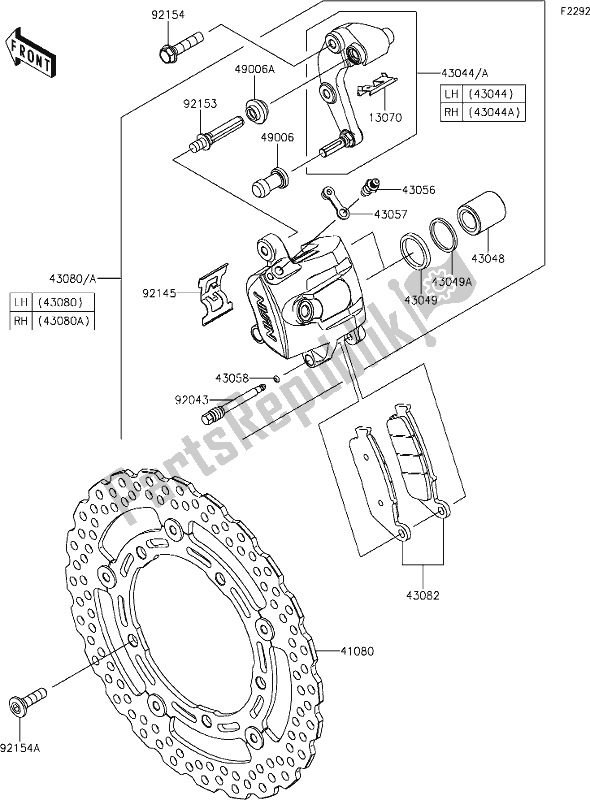 Tutte le parti per il 43 Front Brake del Kawasaki Z 650 2020