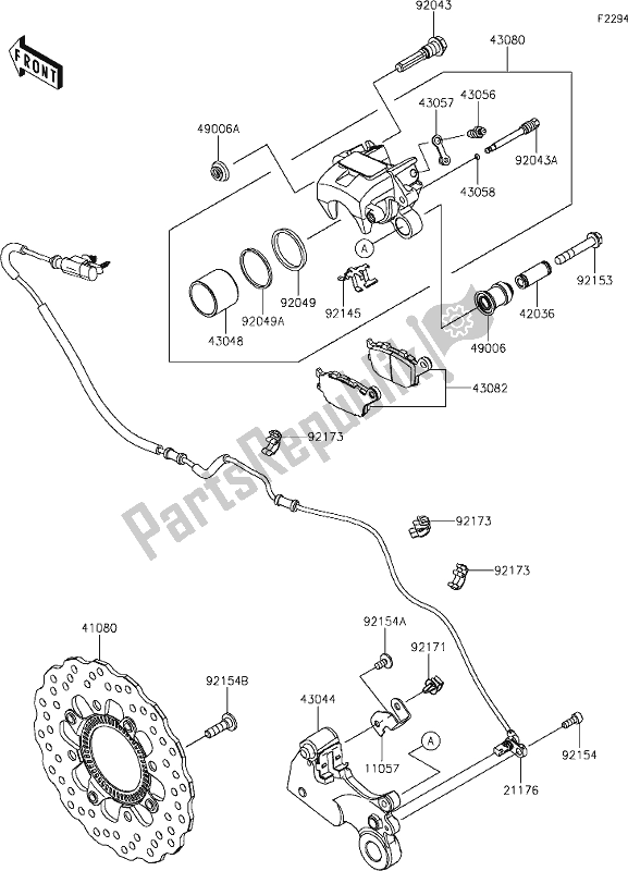 Tutte le parti per il 45 Rear Brake del Kawasaki Z 650 2020