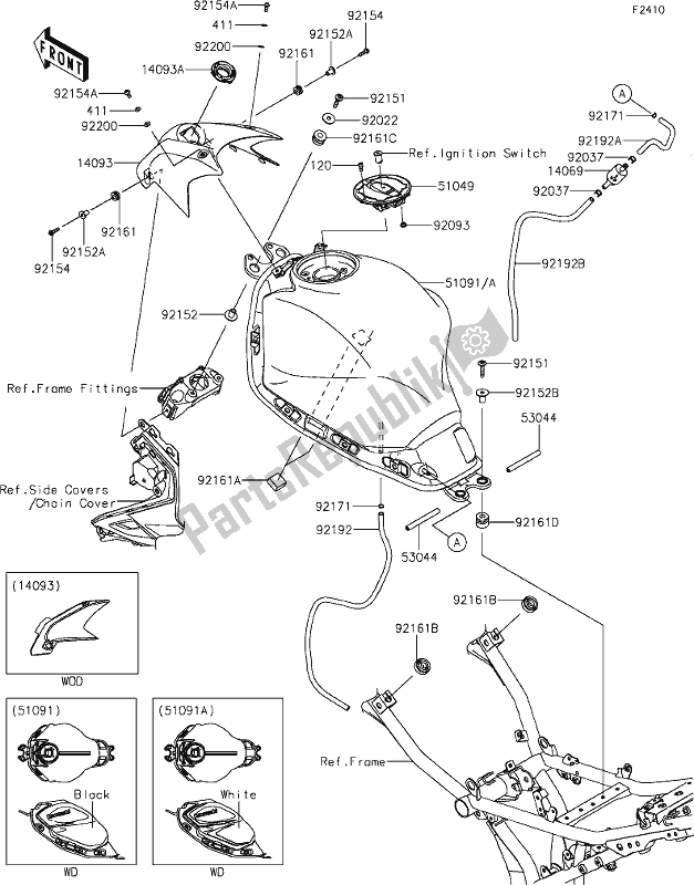 Todas las partes para 48 Fuel Tank de Kawasaki Z 650 2020