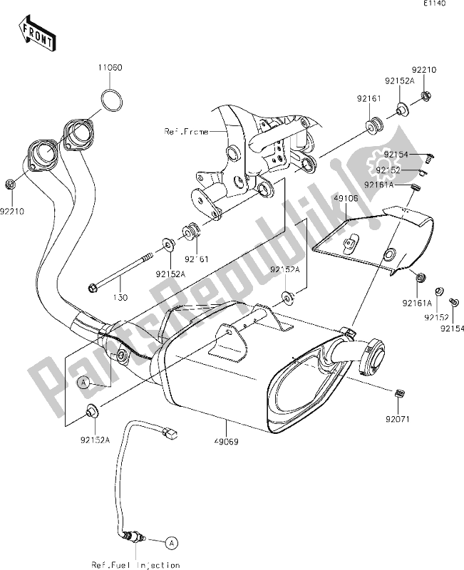 All parts for the 5 Muffler(s) of the Kawasaki Z 650 2020
