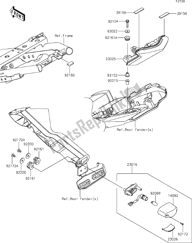 Tutte le parti per il 54 Taillight(s) del Kawasaki Z 650 2020