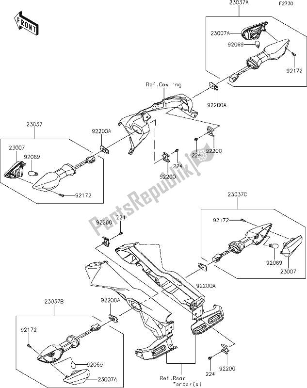 Alle onderdelen voor de 55 Turn Signals van de Kawasaki Z 650 2020