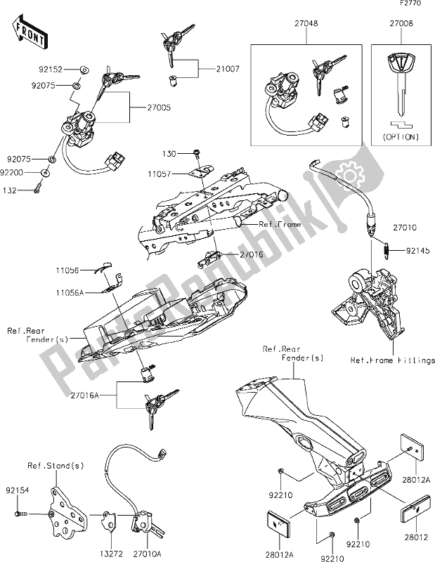 All parts for the 57 Ignition Switch of the Kawasaki Z 650 2020