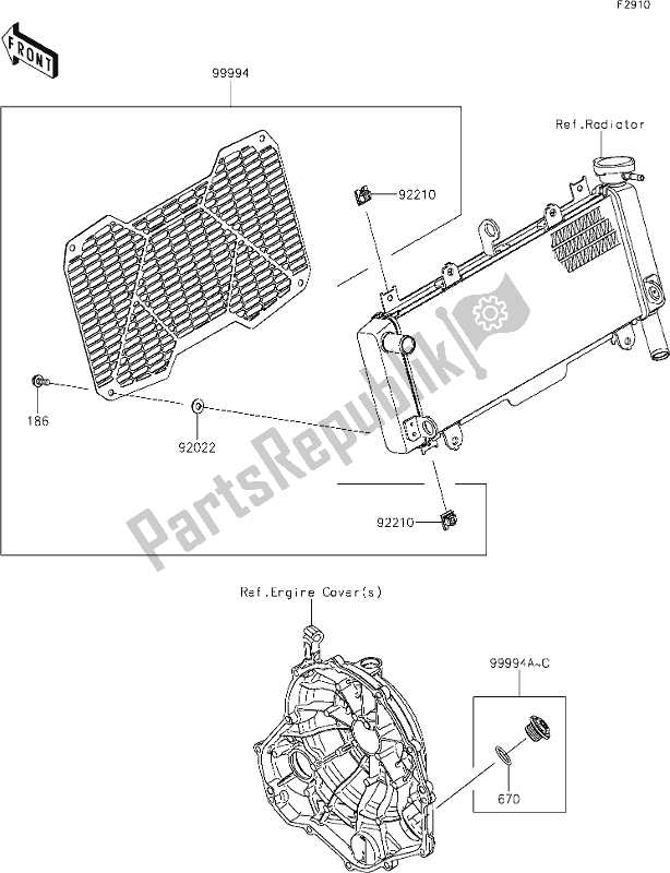 Tutte le parti per il 64 Accessory(radiator Screen And Cap) del Kawasaki Z 650 2020