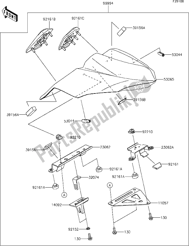 All parts for the 66 Accessory(pillion Seat Cover) of the Kawasaki Z 650 2020