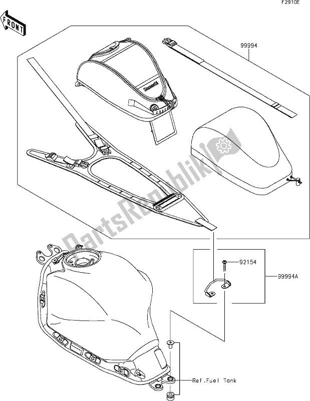 All parts for the 69 Accessory(tank Bag) of the Kawasaki Z 650 2020