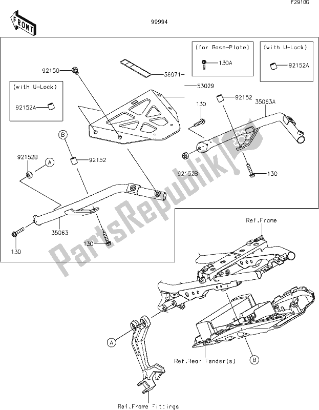 All parts for the 71 Accessory(topcase Bracket) of the Kawasaki Z 650 2020