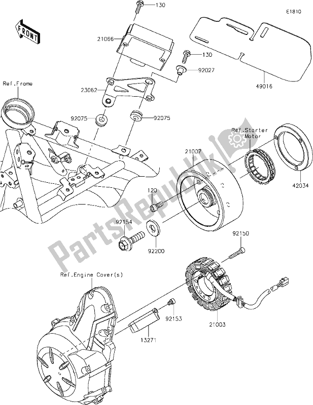 Alle onderdelen voor de 22 Generator van de Kawasaki Z 650 2021