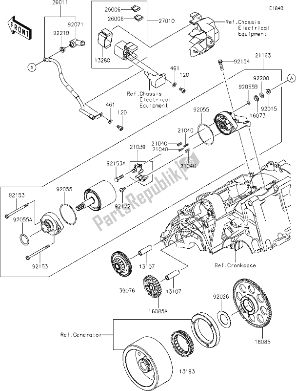 Tutte le parti per il 24 Starter Motor del Kawasaki Z 650 2021