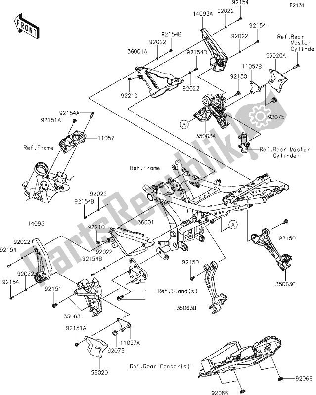 Alle onderdelen voor de 30 Frame Fittings van de Kawasaki Z 650 2021