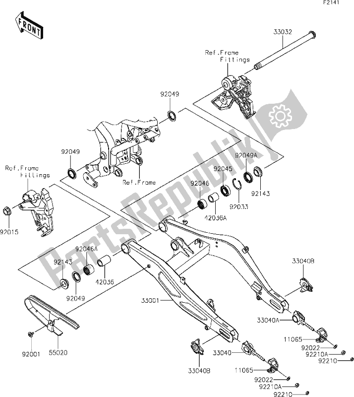 Alle onderdelen voor de 31 Swingarm van de Kawasaki Z 650 2021