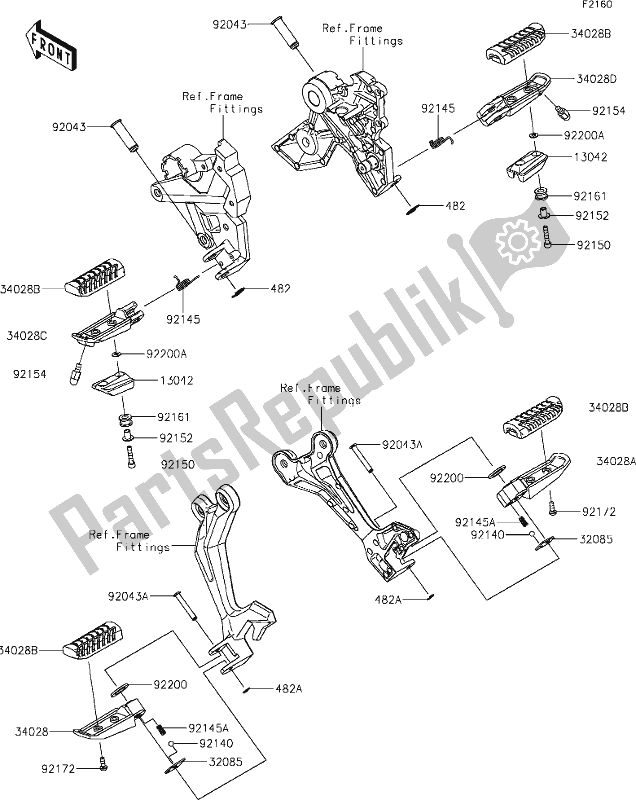 Alle onderdelen voor de 33 Footrests van de Kawasaki Z 650 2021