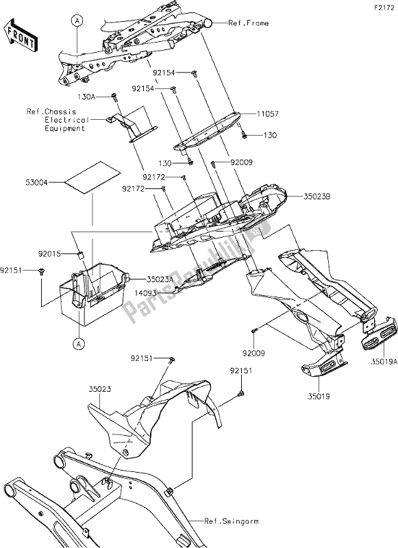 Alle onderdelen voor de 35 Rear Fender(s) van de Kawasaki Z 650 2021