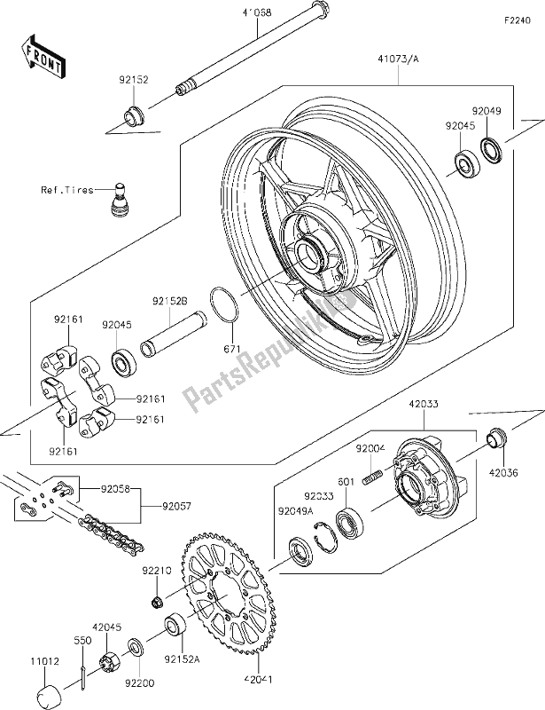 Tutte le parti per il 39 Rear Hub del Kawasaki Z 650 2021