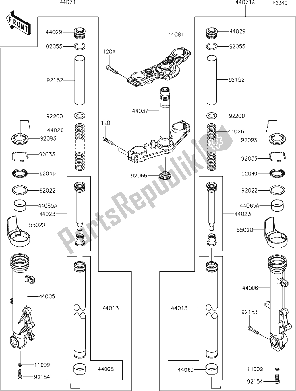 Alle onderdelen voor de 47 Front Fork van de Kawasaki Z 650 2021