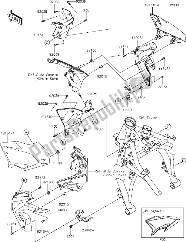 Toutes les pièces pour le 63 Shroud du Kawasaki Z 650 2021