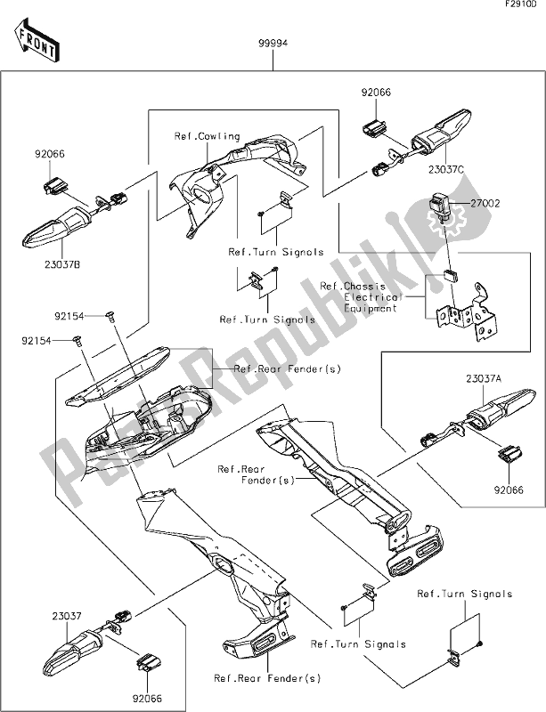 Alle onderdelen voor de 68 Accessory(led Turn Signals) van de Kawasaki Z 650 2021