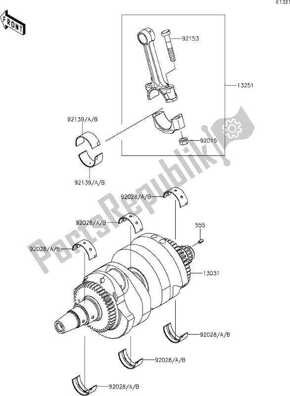 Alle onderdelen voor de 8 Crankshaft van de Kawasaki Z 650 2021