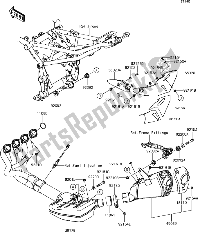 Todas las partes para B-7 Muffler(s) de Kawasaki Z 900 2017